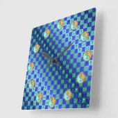 Horloge Carrée Verseau & Bœuf de Feu (Angle)