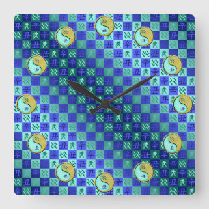 Horloge Carrée Verseau & Bœuf de Métal