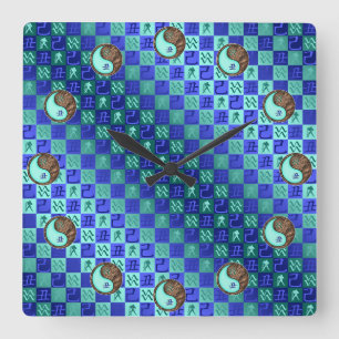 Horloge Carrée Verseau & Boeuf de Terre