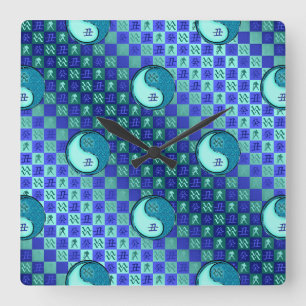 Horloge Carrée Verseau & Boeuf d'eau