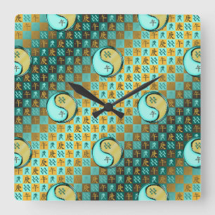 Horloge Carrée Verseau & Cheval de Métal