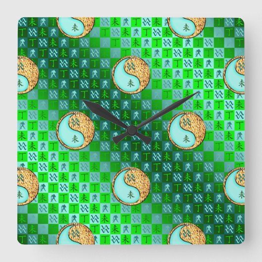 Horloge Carrée Verseau & Chèvre de Feu (Recto)