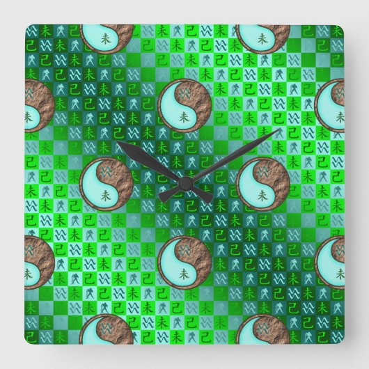 Horloge Carrée Verseau & Chèvre de Terre (Recto)