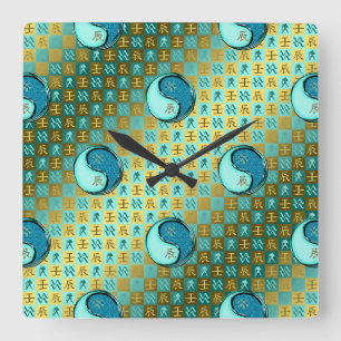 Horloge Carrée Verseau & Dragon d'eau