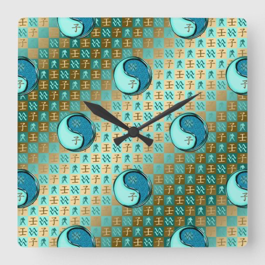 Horloge Carrée Verseau & Rat d'eau (Recto)