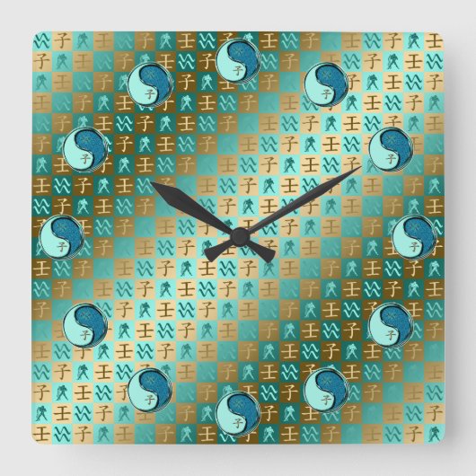 Horloge Carrée Verseau & Rat d'eau (Recto)