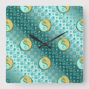 Horloge Carrée Verseau & Serpent Métal