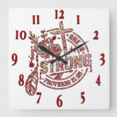 Horloge Carrée Verset biblique chrétienne inspirant (Recto)