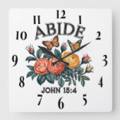 Horloge Carrée Verset biblique chrétienne inspirant (Recto)