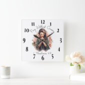 Horloge Carrée Verset biblique chrétienne inspirant (Maison)