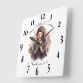 Horloge Carrée Verset biblique chrétienne inspirant (Angle)