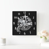 Horloge Carrée Verset biblique chrétienne inspirant (Maison)