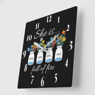 Horloge Carrée Verset biblique chrétienne inspirant
