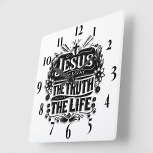 Horloge Carrée Verset biblique chrétienne inspirant
