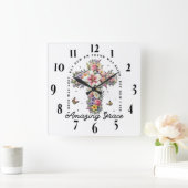 Horloge Carrée Verset biblique chrétienne inspirant (Maison)