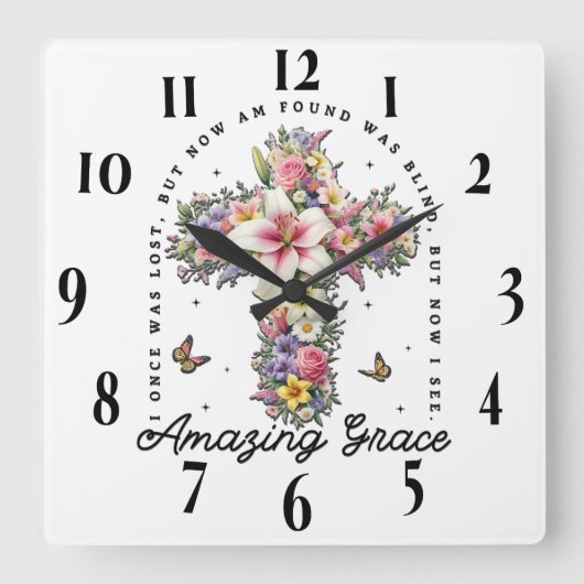 Horloge Carrée Verset biblique chrétienne inspirant (Recto)