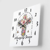 Horloge Carrée Verset biblique chrétienne inspirant (Angle)