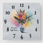 Horloge Carrée Verset biblique chrétienne inspirant /Écriture (Recto)