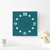 Horloge Carrée Vert, abstrait, rétro (Maison)