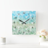 Horloge Carrée Vert bleu de la conception 45 (Maison)