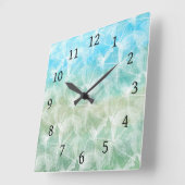 Horloge Carrée Vert bleu de la conception 45 (Angle)