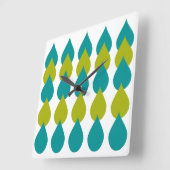 Horloge Carrée Vert bleu rétro (Angle)