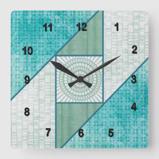 Horloge Carrée Vert et turquoise de menthe de fenêtre de grenier