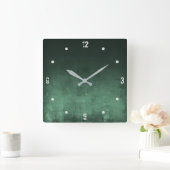 Horloge Carrée Vert foncé moderne rouge rustique Abstrait (Maison)