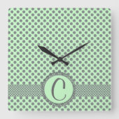 Horloge Carrée Vert Menthe avec Points Noir-Monogramme STaylor (Recto)