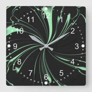 Horloge Carrée Vert menthe en spirale