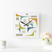 Horloge Carrée Vert Turquoise géométrique du milieu du siècle rét (Maison)