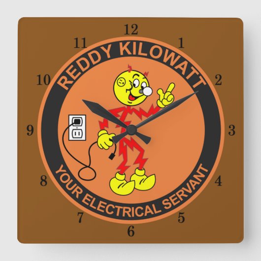 Horloge Carrée Very Fun Reddy Kilowatt Wall Clock (Recto)