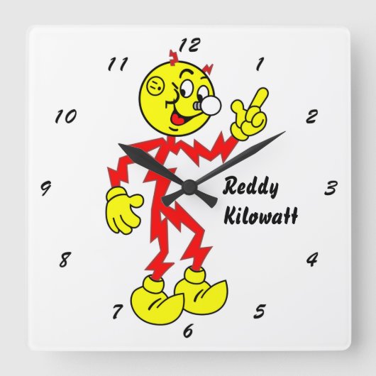 Horloge Carrée Very Fun Reddy Kilowatt Wall Clock (Recto)