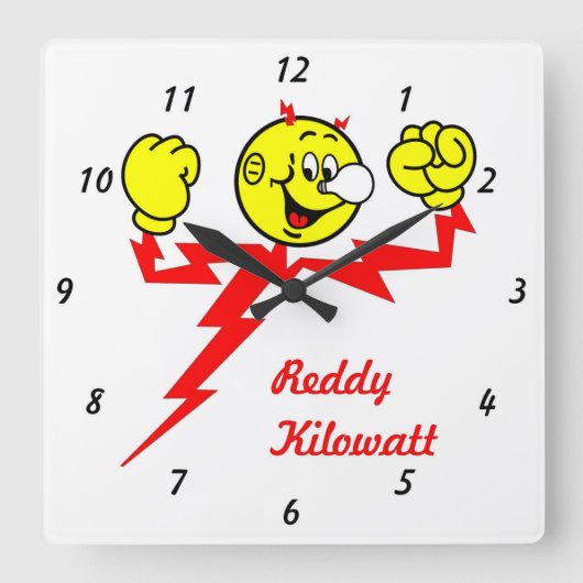 Horloge Carrée Very Fun Reddy Kilowatt Wall Clock (Recto)