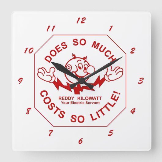 Horloge Carrée Very Fun Reddy Kilowatt Wall Clock (Recto)