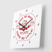 Horloge Carrée Very Fun Reddy Kilowatt Wall Clock (Angle)
