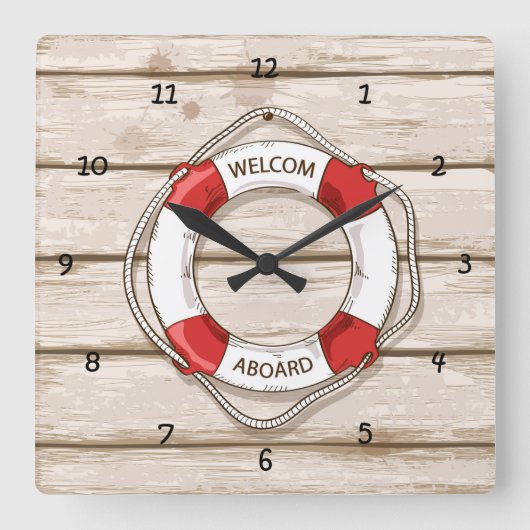 Horloge Carrée Very Fun Simulated Wood (Recto)