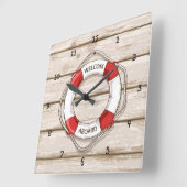 Horloge Carrée Very Fun Simulated Wood (Angle)