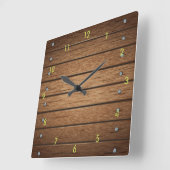 Horloge Carrée Very Fun simulated Wood Plank Wall Clock (Angle)