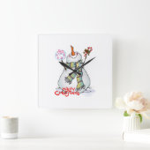 HORLOGE CARRÉE "VERY MERRY SNOWMAN" CHRISTMAS CLOCK (Maison)