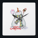 HORLOGE CARRÉE "VERY MERRY SNOWMAN" CHRISTMAS CLOCK<br><div class="desc">THIS ***VERY MERRY SNOWMAN*** EST ON A WHOLE BUNCH OF MY "ADULT CHRISTMAS CARDS" HERE AT THIS STORE. HOPE YOU LIKE THE CLOCK AND IF YOU ARE GIFTING IT - WILL GET THE "MATCHING CARD" MERRY CHRISTMAS TO YOU AND YOURS</div>