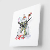 HORLOGE CARRÉE "VERY MERRY SNOWMAN" CHRISTMAS CLOCK (Angle)