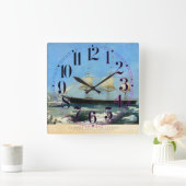 Horloge Carrée Veste rouge Clipper Ship 1854 (Maison)