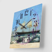 Horloge Carrée Veste rouge Clipper Ship 1854 (Angle)