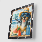 Horloge Carrée Vibes Beach Dog (Angle)