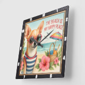 Horloge Carrée Vibes de plage de Chihuahua (Angle)