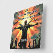 Horloge Carrée Victoire : Monde par la foi (Angle)