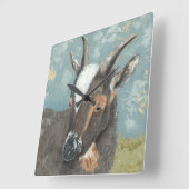 Horloge Carrée Vie agricole - Chèvre gris (Angle)