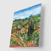 HORLOGE CARRÉE VIEILLE MAISON D'ARBUSTES DE TUSCANE (Angle)