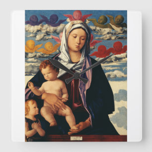 Horloge Carrée Vierge à l'Enfant de Bellini Haute-Fidélité Beaux-